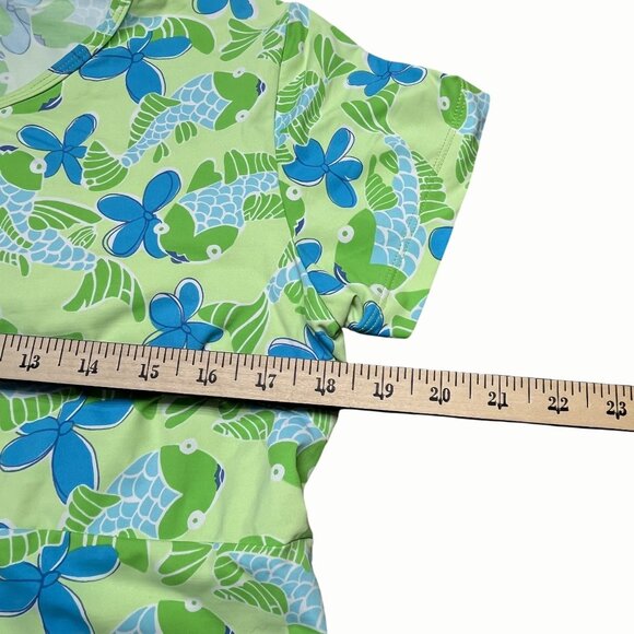 Lilly Pulitzer Womens Green & Blue Fish Floral Print Casual Dress Medium - Picture 6 of 6
